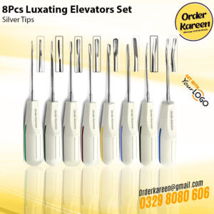 Set of 8 Silver Luxating Elevators for Tooth Extractions