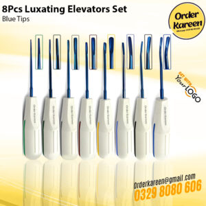 8Pcs Titanium Blue Tips Luxating Elevators Dental Kit