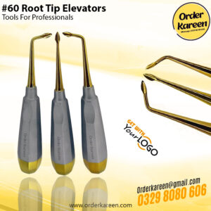 #60 Root Tip Elevator with a fine pointed tip and ergonomic handle for fragment removal.