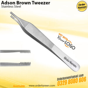 Adson Brown surgical tweezer with toothed tips for tissue handling