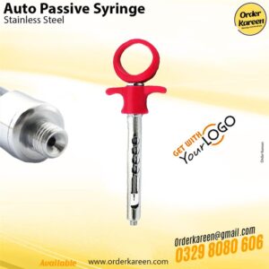 Pink coated 1.8ml auto-passive self-aspirating dental syringe made of stainless steel.