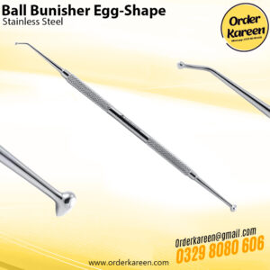 Ball burnisher egg shape dental instrument for smoothing and contouring restorations