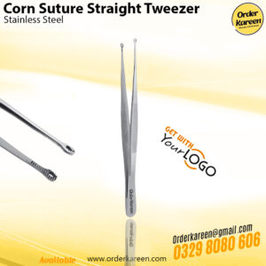 Corn suture straight tweezer for precise handling of sutures in surgical procedures