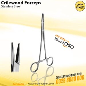 Professional stainless steel Crilewood needle holder forceps with serrated jaws and ratchet lock for secure suturing.