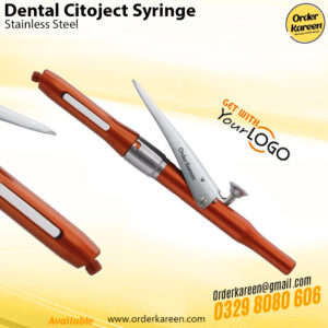 Orange Citoject dental intraligamentary syringe for single-tooth anesthesia and ligamentary injections.