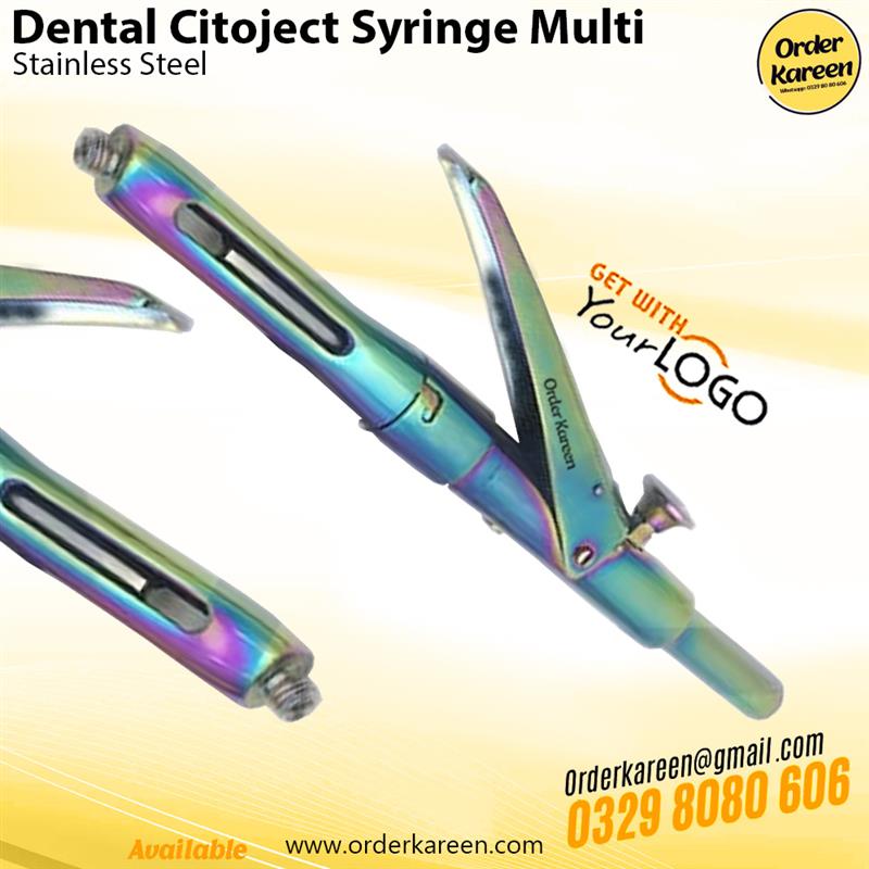 Dental-Citoject-Syringe-Multi-Color-Plasma-Finish Professional multi-color rainbow Citoject syringe with plasma-coated finish for intraligamental anesthesia