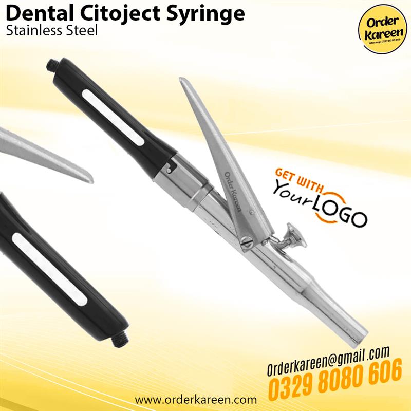 Dental-Citoject-Syringe-Black-and-Silver-Two-Tone Professional two-tone Citoject syringe in matte black and polished silver for intraligamental anesthesia.