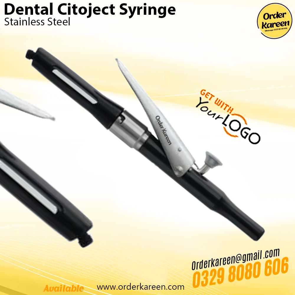 dental-citoject-syringe-matte-black-stainless-steel Matte black Citoject dental intraligamentary syringe for precise single-tooth anesthesia delivery.
