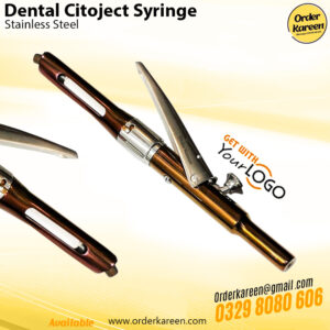 Premium dental Citoject syringe with a deep brown anodized finish for intraligamental anesthesia.
