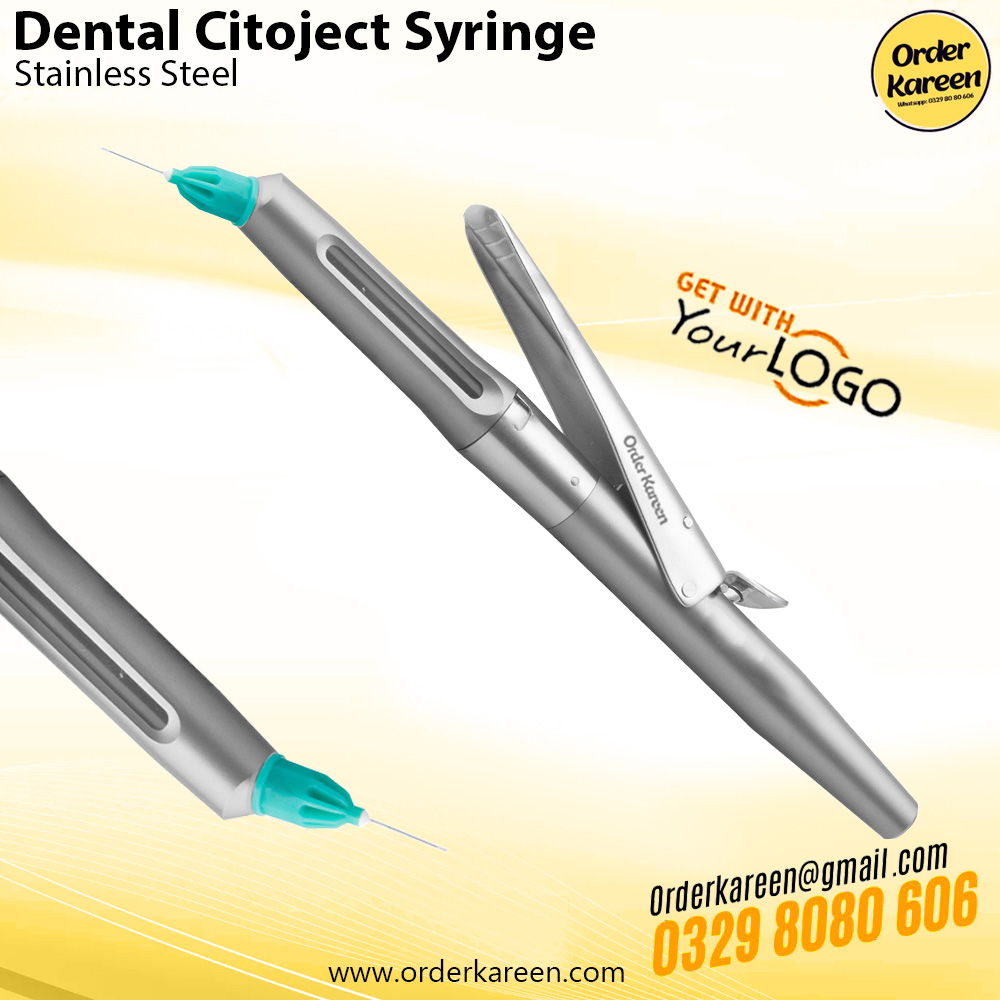 Standard-Dental-Citoject-Syringe-Stainless-Steel Professional stainless steel Citoject syringe for intraligamental dental anesthesia, 1.8ml capacity.