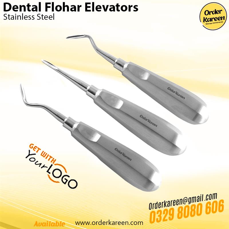 Flohr-Dental-Elevator-Root-Fragment-Remover Stainless steel Flohr dental elevator with a triangular pointed tip and ergonomic handle for root extraction.