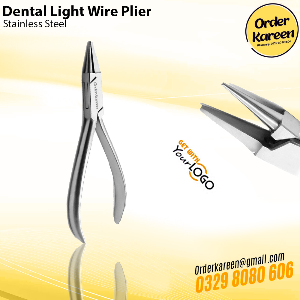 Dental Light Wire Plier – Precision Orthodontic Instrument Dental Light Wire Plier orthodontic instrument with fine tips for bending and adjusting light orthodontic wires.
