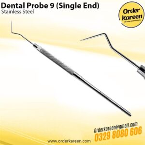 Dental Probe 9 Single-Ended Stainless Steel Ergonomic Handle