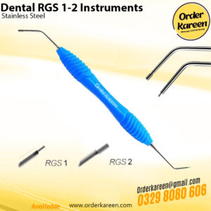 Dental RGS 1-2 posterior instrument with a 0.5mm tip for measuring composite thickness in Class I and II restorations.