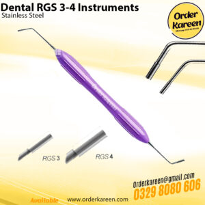 Double-ended Dental RGS 3-4 anterior instrument for measuring composite layering thickness in incisors and canines.