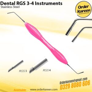 Double-ended Dental RGS 3-4 anterior instrument for measuring composite layering thickness in incisors and canines.