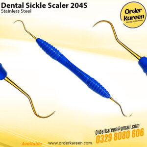 Double-ended Dental Sickle Scaler 204S with contra-angle sharp tips for