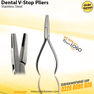 Dental V stop plier made of stainless steel for precise orthodontic wire stop and bend formation