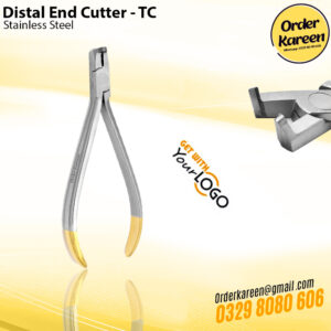 Distal End Cutter TC orthodontic plier with tungsten carbide cutting edges for trimming distal wire ends.
