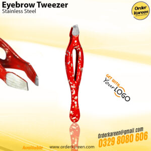 Red eyebrow tweezer with precision stainless steel tips for accurate hair removal and grooming