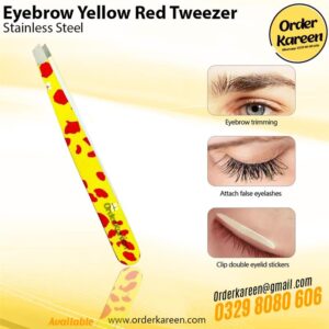 Eyebrow Yellow Red Tweezer with precision stainless steel tips and non-slip yellow and red grip
