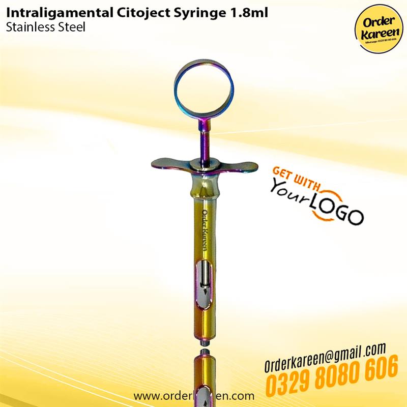 Intraligamental-Citoject-Syringe-1.8ml-Rainbow-Plasma Multi-color rainbow plasma-coated 1.8ml Citoject syringe for intraligamental anesthesia.