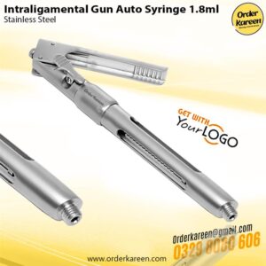 Professional automatic gun-style intraligamental syringe with ratchet-drive for 1.8ml dental cartridges.