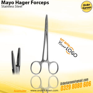 Professional Mayo-Hegar needle holder forceps with serrated jaws and ratchet lock for secure surgical suturing