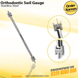 Alt text: Orthodontic Swil Gauge measuring dental alignment, used in orthodontic procedures
