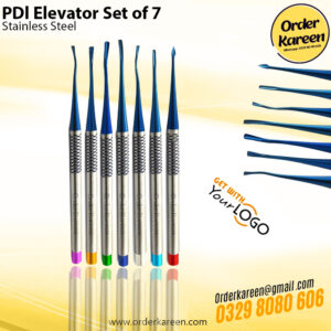 Set of 7 PDL elevators with thin, sharp tips for atraumatic tooth extraction and ligament detachment.
