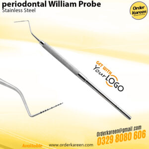 Periodontal William Probe dental instrument with millimeter markings for periodontal pocket measurement