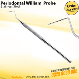 Periodontal William Probe markings for measuring gingival pocket depth.