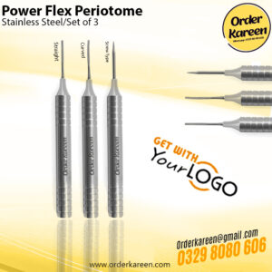Professional Power-Flex Periotome with a flexible surgical blade for atraumatic ligament detachment.
