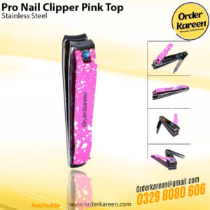 Pro Nail Clipper Pink Top with ergonomic handle and stainless steel blades