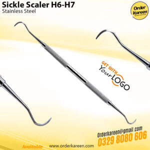 Double-ended Sickle Scaler H6/H7 with sharp curved blades for interproximal dental scaling