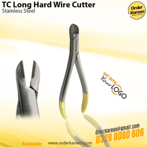 TC long hard wire cutter for cutting orthodontic and surgical hard wires with precision