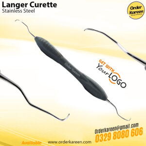Langer universal curette featuring a dual-cutting edge blade and Gracey-style shank for periodontal scaling.