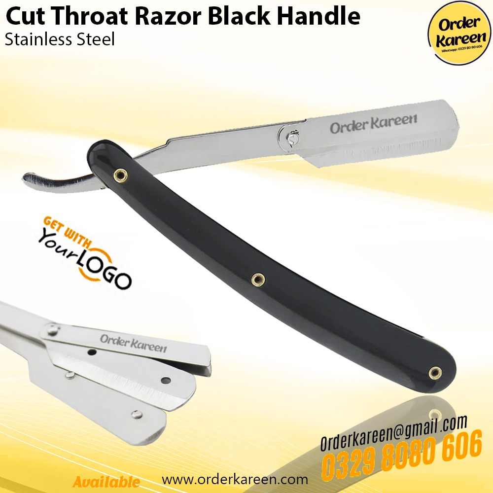 Cut-Throat Razor Black Handle – Classic Straight Edge Shaving Tool Cut-Throat Razor Black Handle professional straight edge shaving tool for precise grooming