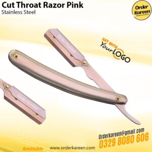 Cut-Throat Razor Pink ergonomic handle with stainless steel blade for precision shaving