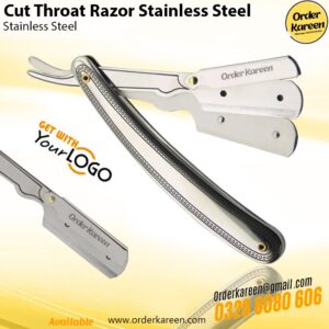 Cut-Throat Razor Stainless Steel with ergonomic handle for professional shaving and precision grooming
