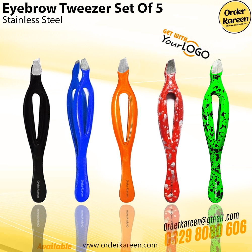 Eyebrow Tweezer Set Of 5 Multi Color Precision Grooming Tools Multi color eyebrow tweezer set of 5 stainless steel precision tweezers for eyebrow shaping and facial hair removal