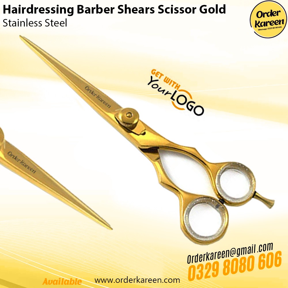 Hairdressing Barber Shears Scissor Gold – Premium Hair Cutting Tool Professional gold barber shears for precise hair cutting with ergonomic handle and premium stainless steel blades.