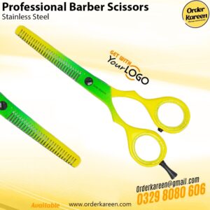 Professional barber scissors made of stainless steel with ergonomic handle for precision hair cutting