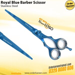 Royal Blue Barber Scissor stainless steel professional hair cutting shears with ergonomic grip for smooth precision cutting.