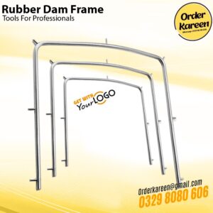 Set of 3 Stainless Steel Rubber Dam Frames in Small Medium and Large for Comprehensive Dental Isolation.
