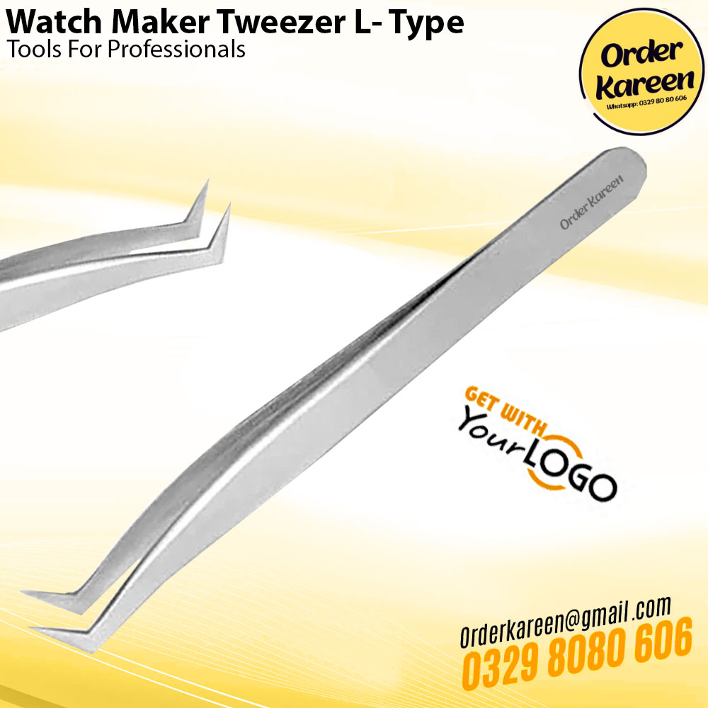 watchmaker-tweezer-l-type-angled-precision Professional L-Type Watchmaker Tweezer with 90-degree Angled Precision Tips for Horology.