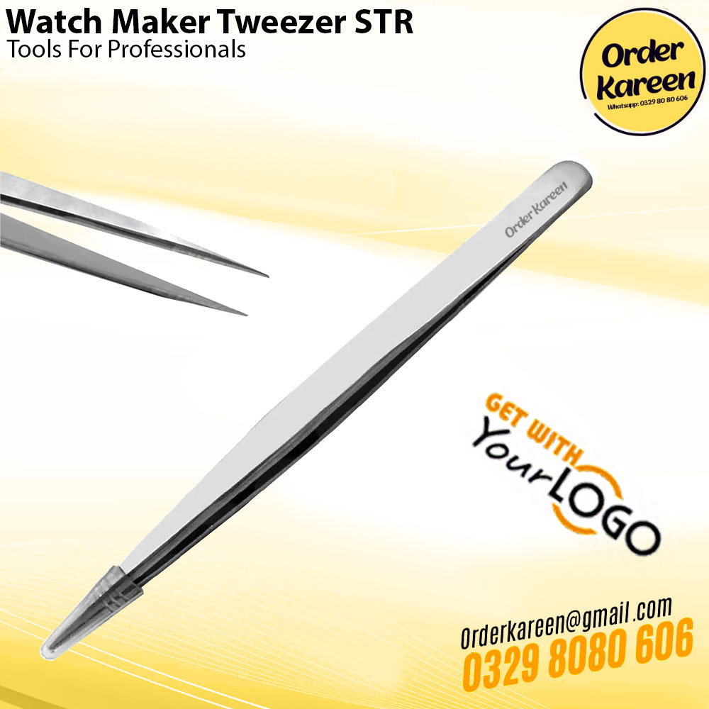 watchmaker-tweezer-str-straight-precision Professional Straight Tip Watchmaker Tweezer in Anti-Magnetic Stainless Steel for Precision Assembly.