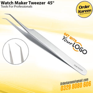 Professional 45-Degree Angled Watchmaker Tweezer for Precision Micro-Assembly and Horology.