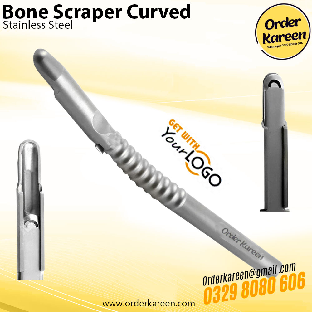 Curved Bone Scraper – Dental Implant Bone Harvesting Instrument Dental Bone Scraper Curved Implant Bone Harvesting Instrument Surgical Stainless Steel